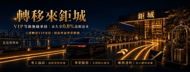 鉅城娛樂城VIP等級平轉活動:從其他平台轉來享0.8%返水